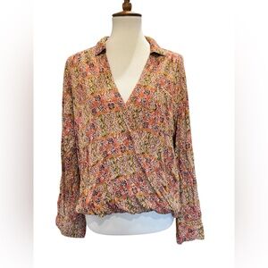 Pilcro Anthropologie Multicolor Floral V-Neck Blouse #187